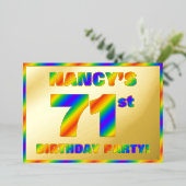 71ste verjaardagsfeest — Leuke, regenboog spectrum Folie Uitnodiging (Staand Voorkant)