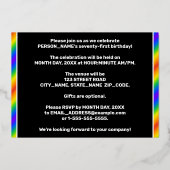 71ste verjaardagsfeest — Leuke, regenboog spectrum Folie Uitnodiging (Achterkant)