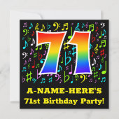 71ste verjaardagsfeestje: leuke muzieksymbolen, re kaart (Voorkant)