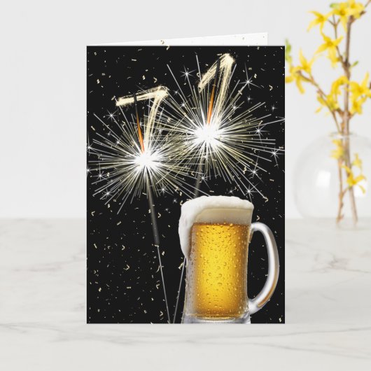 71ste Verjaardagsparklers met Beer Mok Kaart (Gele Bloem)