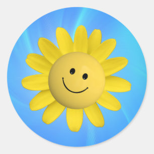 720227 HAPPY SUN FLOWER SMILIE FACE CARTOON GRAPHI RONDE STICKER