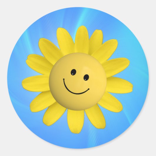 720227 HAPPY SUN FLOWER SMILIE FACE CARTOON GRAPHI RONDE STICKER (Voorkant)