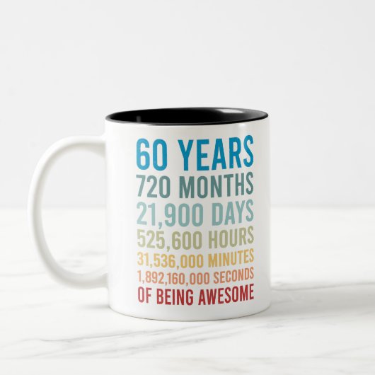 720 Months 21900 Days Being Awesome Birth Tweekleurige Koffiemok (Links)