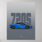 720S Supercar Poster – Blauw (Voorkant)