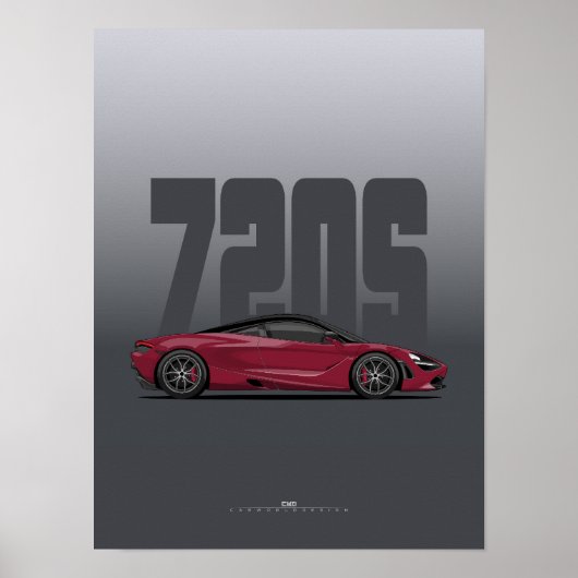 720S Supercar Poster – Memphis Red (Voorkant)