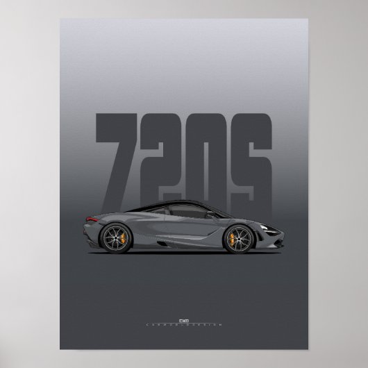 720S Supercar Poster – Storm Grijs (Voorkant)
