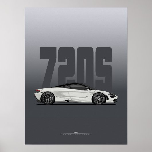 720S Supercar Poster – Wit (Voorkant)