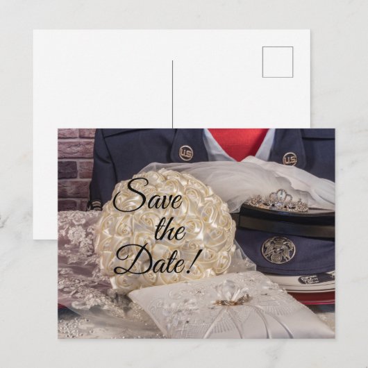 7263 - Militaire bruiloft Briefkaart (Voorkant / Achterkant)