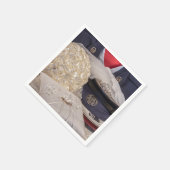 7263-Militaire bruiloft met boeket en ringen Servet (Hoek)