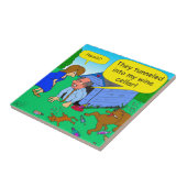 726 Wijnkelderhond en cartoon van katten Tegeltje (Zijkant)