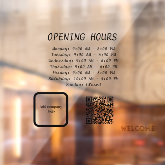 72" * 52" Openingstijden Vensterklemming Raamsticker (Vel 2)