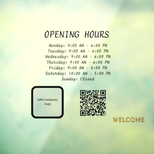 72" * 52" Openingstijden Vensterklemming Raamsticker (Vel 3)