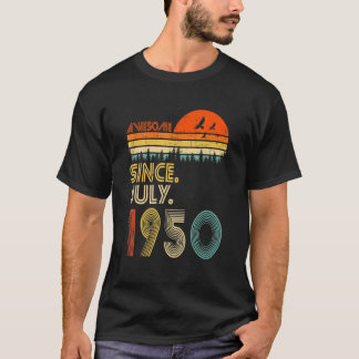 72 jaar Geweldige sinds juli 1950 72e verjaardag T-shirt