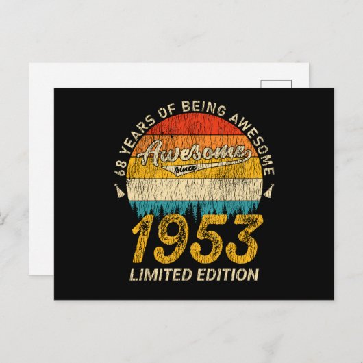 72 jaar oud 1953 Retro Geweldige 72e verjaardag ca Briefkaart (Voorkant / Achterkant)