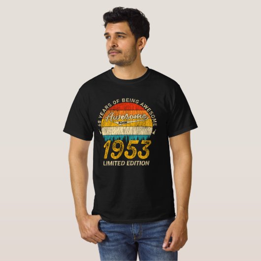 72 jaar oud 1953 Retro Geweldige 72e verjaardag ca T-shirt (Voorkant volledig)