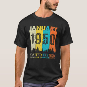 72 jaar oud januari 1950 72e verjaardag Retro Vint T-shirt