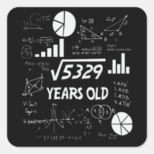 72 jaar oude Bday Wiskunde Teacher 72ste verjaarda Vierkante Sticker