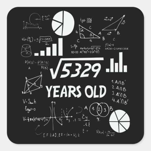 72 jaar oude Bday Wiskunde Teacher 72ste verjaarda Vierkante Sticker (Voorkant)
