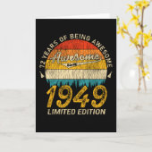 72 jaar oude dag 1949 Geweldige sinds 72e verjaard Kaart (Gele Bloem)