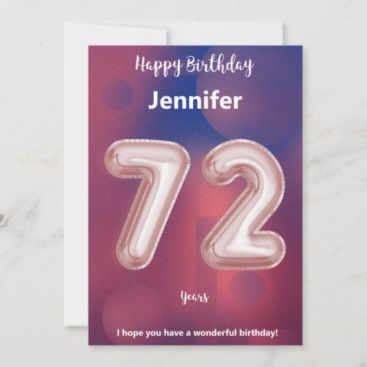 72-jarige Happy Birthday-kaart (Voorkant)