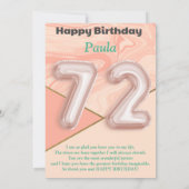 72-jarige meisjes Happy Birthday-kaart (Achterkant)