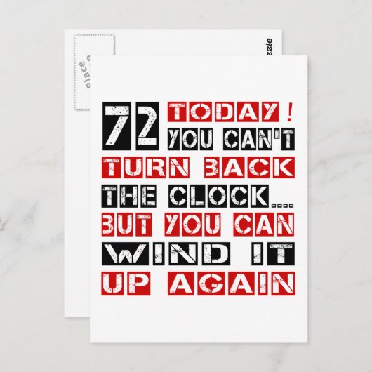 72 Verjaardag Design Briefkaart (Voorkant / Achterkant)