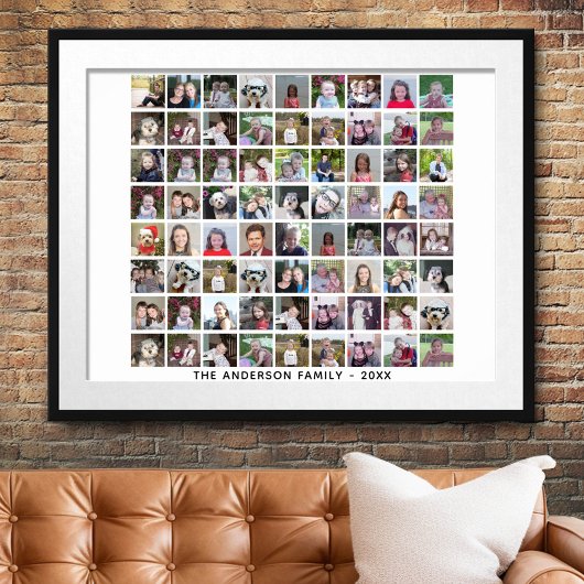 72 Vierkant Fotocollage Raster met Tekst - wit Poster