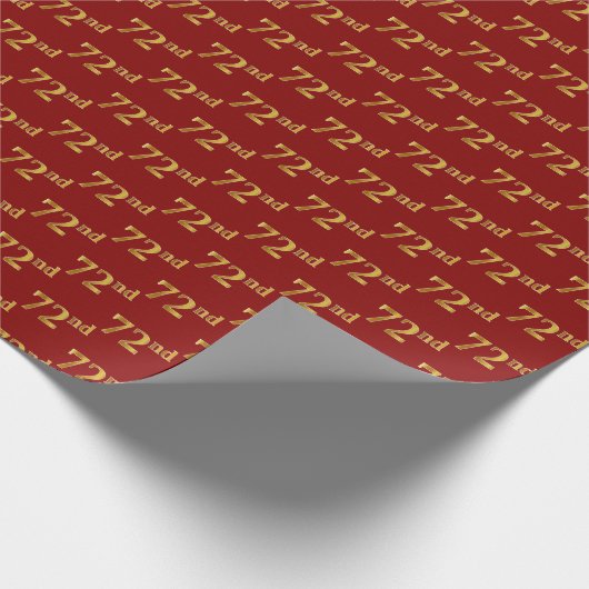 72e (72e) gebeurtenis Red, Faux Gold Cadeaupapier (Hoek)