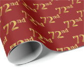 72e (72e) gebeurtenis Red, Faux Gold Cadeaupapier (Rol Hoek)