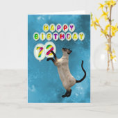 72e Birthday-kaart met siamese katten Kaart (Gele Bloem)