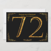 72e Birthday party, Gatsby styl, zwarte goudglitte Kaart (Voorkant)