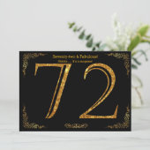 72e Birthday party, Gatsby styl, zwarte goudglitte Kaart (Staand voorkant)