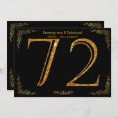72e Birthday party, Gatsby styl, zwarte goudglitte Kaart (Voorkant / Achterkant)