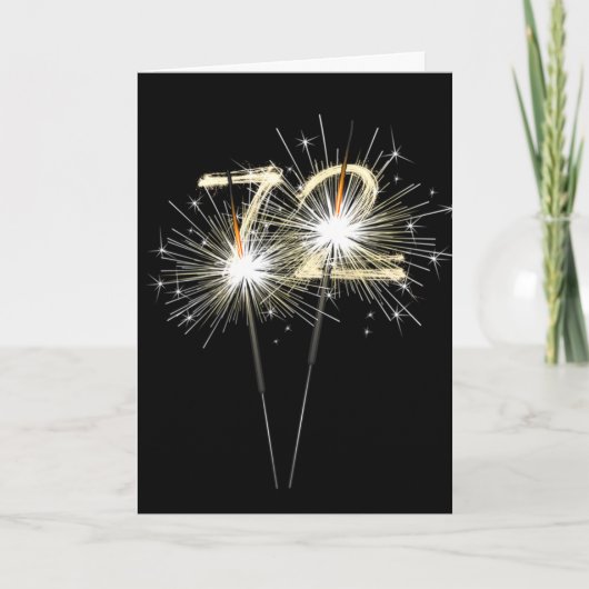 72e jaarsparklers op zwart kaart (Voorkant)