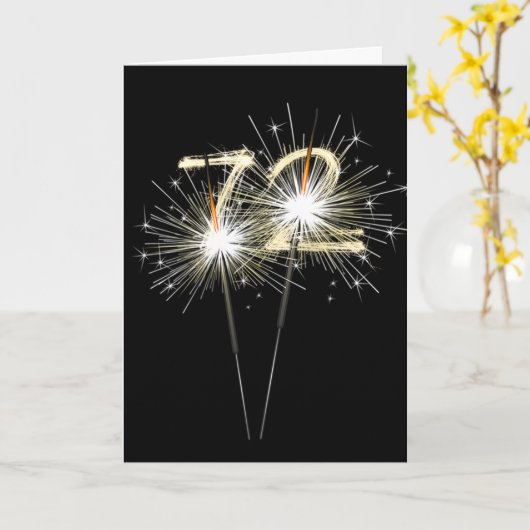 72e jaarsparklers op zwart kaart (Gele Bloem)