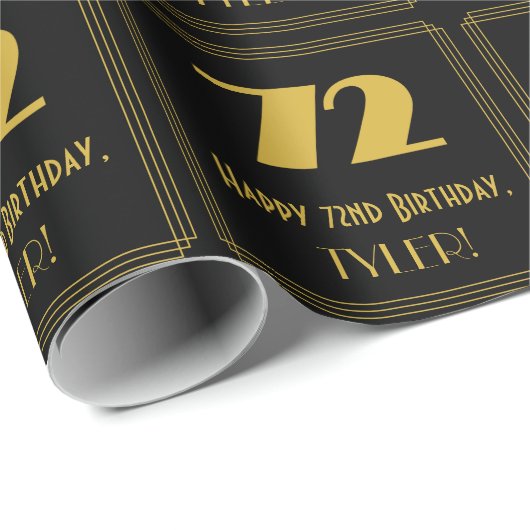72e verjaardag - Art Deco geïnspireerde look "72"  Cadeaupapier (Rol Hoek)