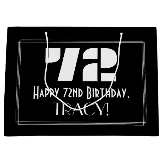 72e verjaardag ~ Art Deco geïnspireerde look "72" Groot Cadeauzakje (Voorkant)