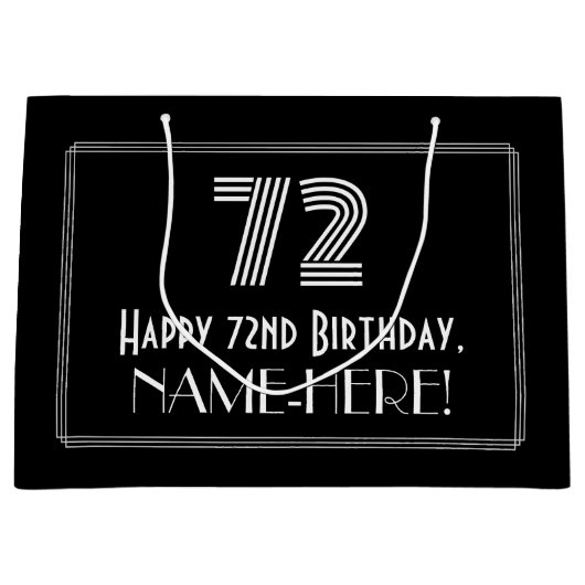 72e verjaardag — Art Deco Geïnspireerde look "72"  Groot Cadeauzakje (Voorkant)