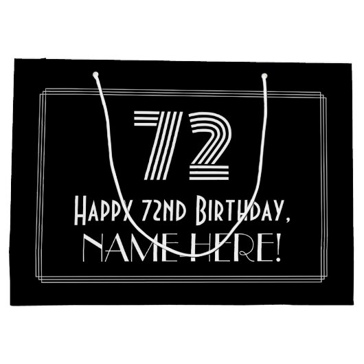 72e verjaardag — Art Deco Geïnspireerde look "72"  Groot Cadeauzakje (Achterkant)