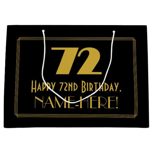 72e verjaardag — Art Deco Geïnspireerde look "72"  Groot Cadeauzakje (Voorkant)