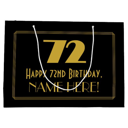 72e verjaardag — Art Deco Geïnspireerde look "72" Groot Cadeauzakje (Achterkant)