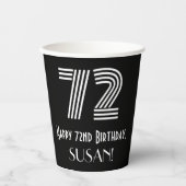 72e verjaardag — Art Deco Geïnspireerde look "72" Papieren Bekers (Voorkant)