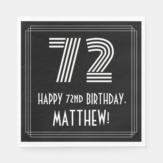 72e verjaardag: Art Deco Geïnspireerde look "72" + Servet (Voorkant)