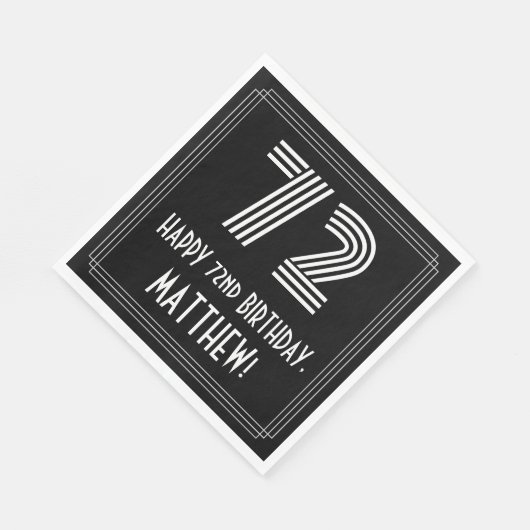 72e verjaardag: Art Deco Geïnspireerde look "72" + Servet (Hoek)