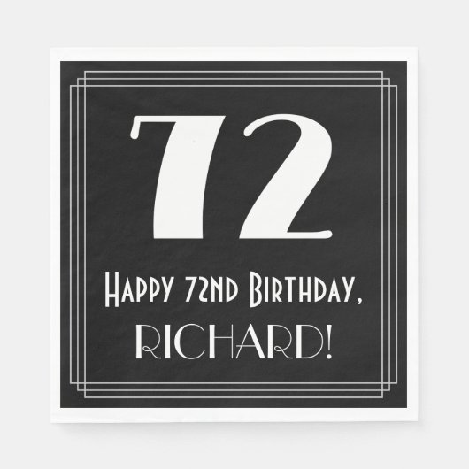 72e verjaardag ~ Art Deco geïnspireerde look "72", Servet (Voorkant)