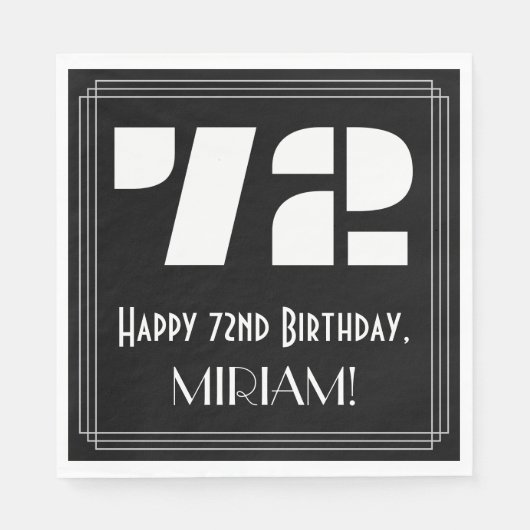 72e verjaardag: Art Deco Geïnspireerde look "72" + Servet (Voorkant)