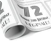 72e verjaardag: Art Deco geïnspireerde stijl "72"  Cadeaupapier (Rol Hoek)