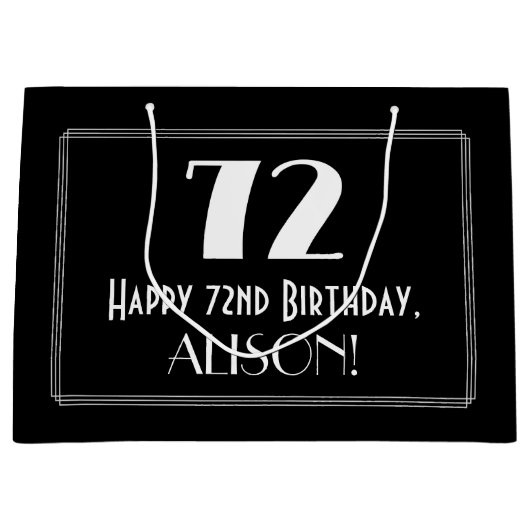 72e verjaardag: Art Deco geïnspireerde stijl "72", Groot Cadeauzakje (Voorkant)