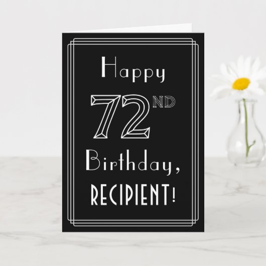 72e verjaardag: Art Deco Style # 72 en aangepaste Kaart (Kleine Plant)