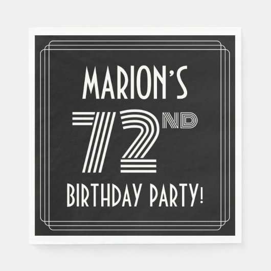 72e verjaardag: Art Deco Style + aangepaste naam Servet (Voorkant)